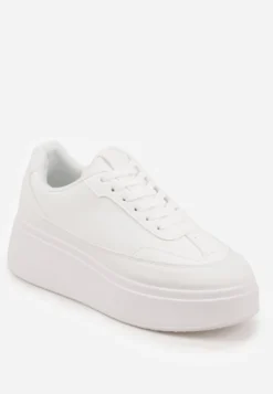 Białe Sneakersy VICES na Platformie z Ozdobnym Noskiem Attis