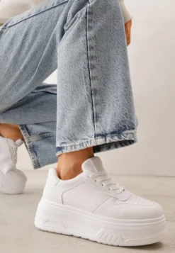 Białe Sneakersy VICES na Platformie z Tłoczeniem Rionessa