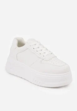 Białe Sneakersy VICES na Platformie z Tłoczeniem Rionessa