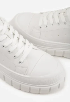 Białe Sneakersy VICES na Platformie w Stylu Chunky z Perforacją Hypsyllis