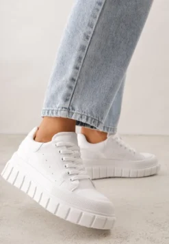 Białe Sneakersy VICES na Platformie w Stylu Chunky z Perforacją Hypsyllis