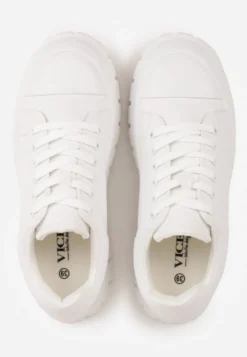 Białe Sneakersy VICES na Platformie w Stylu Chunky z Perforacją Hypsyllis