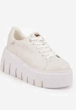 Białe Sneakersy VICES na Platformie Typu Chunky Tassi