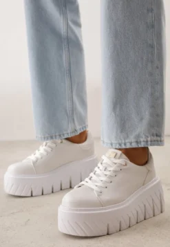 Białe Sneakersy VICES na Platformie Typu Chunky Tassi