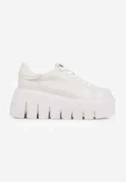Białe Sneakersy VICES na Platformie Typu Chunky Tassi