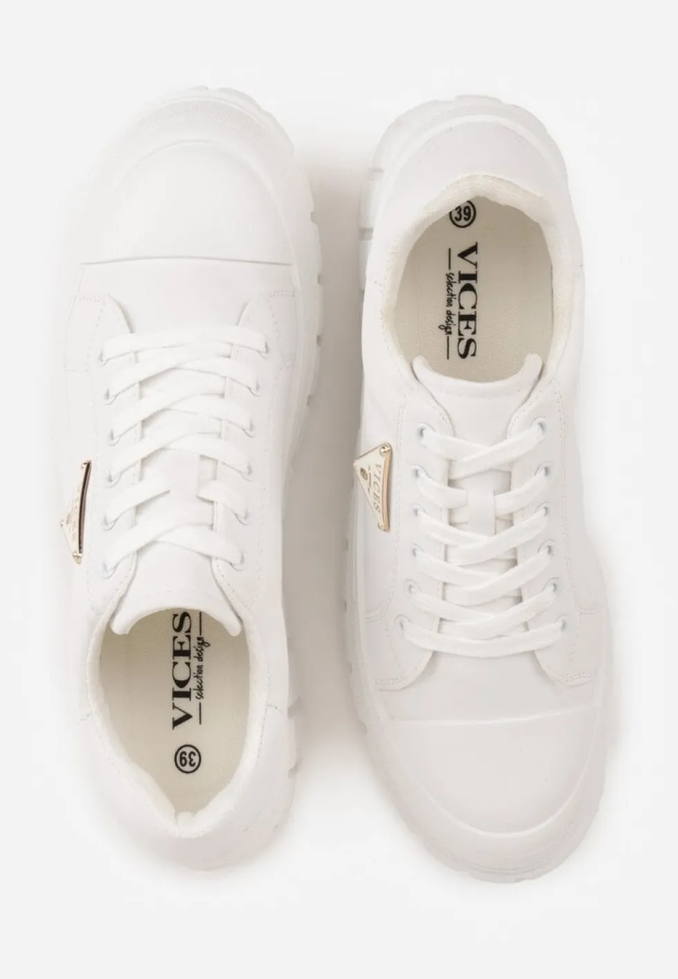 Białe Sneakersy VICES na Tłoczonej Podeszwie w Stylu Chunky Myninis
