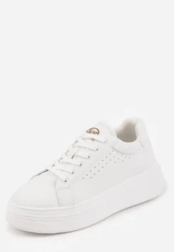Białe Sneakersy VICES Ozdobione Gwiazdą i Błyszczącą Wstawką Oranatta