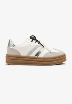 Białe Sneakersy w Stylu Tenisówek Ozdobione Brokatem Teladriena