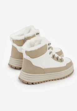 Białe Sneakersy w Stylu Traperów na Platformie Ewedora
