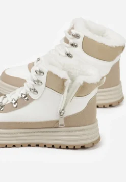 Białe Sneakersy w Stylu Traperów na Platformie Ewedora