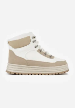Białe Sneakersy w Stylu Traperów na Platformie Ewedora