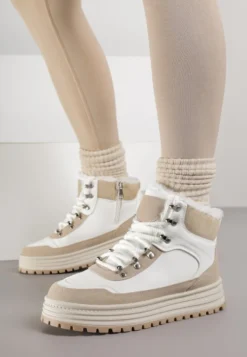 Białe Sneakersy w Stylu Traperów na Platformie Ewedora