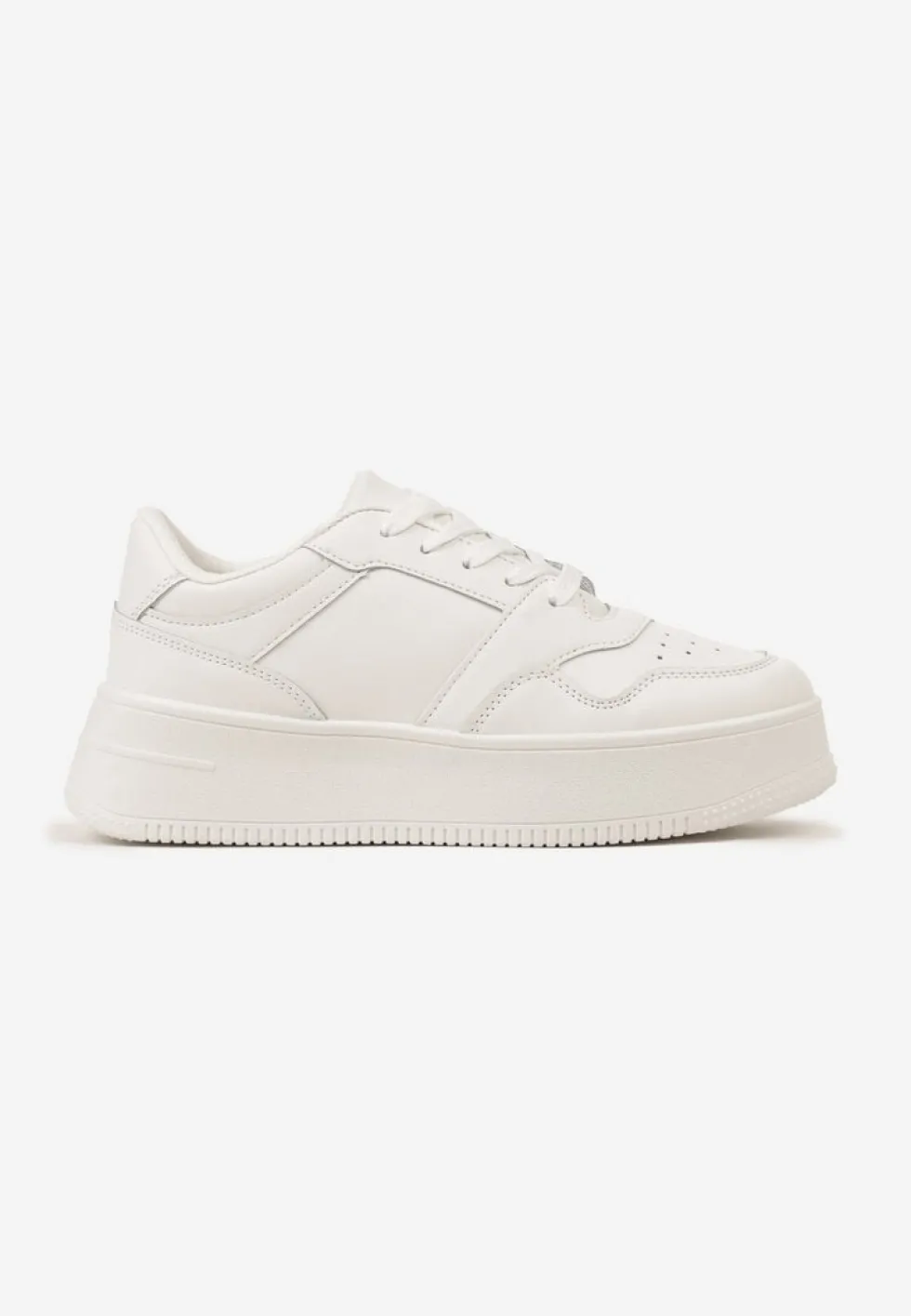 Białe Sneakersy z Cholewką przed Kostkę na Platformie Liciana
