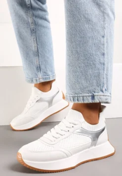 Białe Sneakersy ze Skarpetkową Cholewką Willowa