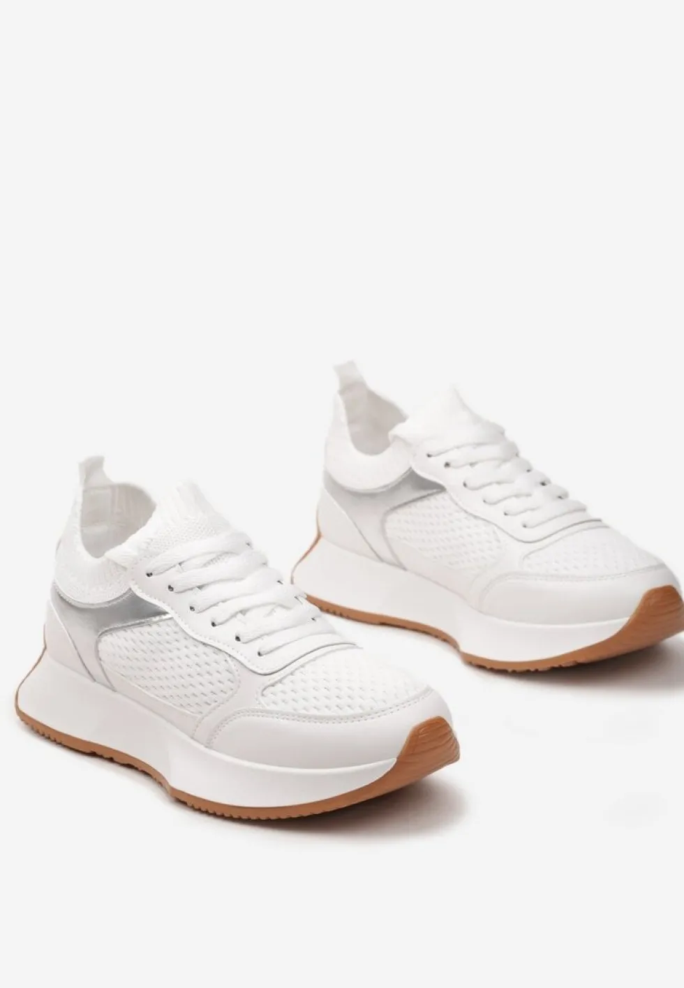 Białe Sneakersy ze Skarpetkową Cholewką Willowa