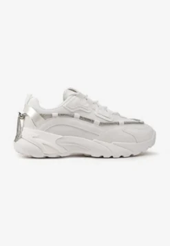 Białe Sneakersy z Ozdobnym Sznurkiem z Cyrkoniami Saerina