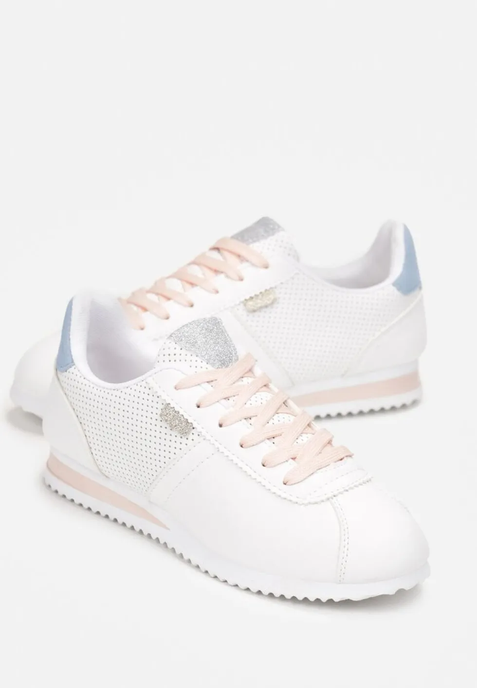 Białe Sneakersy z Przeszyciami Phyrise