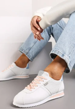 Białe Sneakersy z Przeszyciami Phyrise
