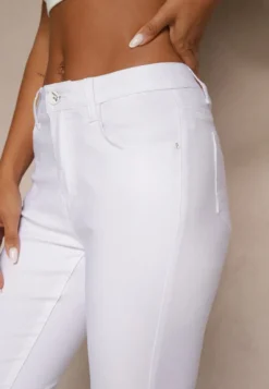Białe Spodnie Typu Skinny z Bawełną High Waist Sepallia