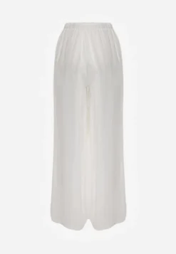 Białe Spodnie Wide Leg High Waist z Wiskozy Terilinae