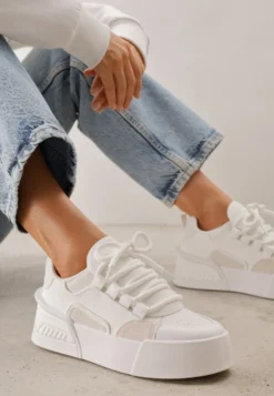 Białe Streetwearowe Sneakersy Trampki na Platformie Danenith