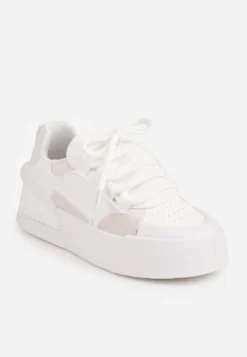 Białe Streetwearowe Sneakersy Trampki na Platformie Danenith