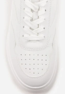 Białe Sznurowane Sneakersy Vices na Platformie z Metalicznymi Paskami Neliawen