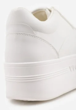 Białe Sznurowane Sneakersy Vices na Platformie z Metalicznymi Paskami Neliawen