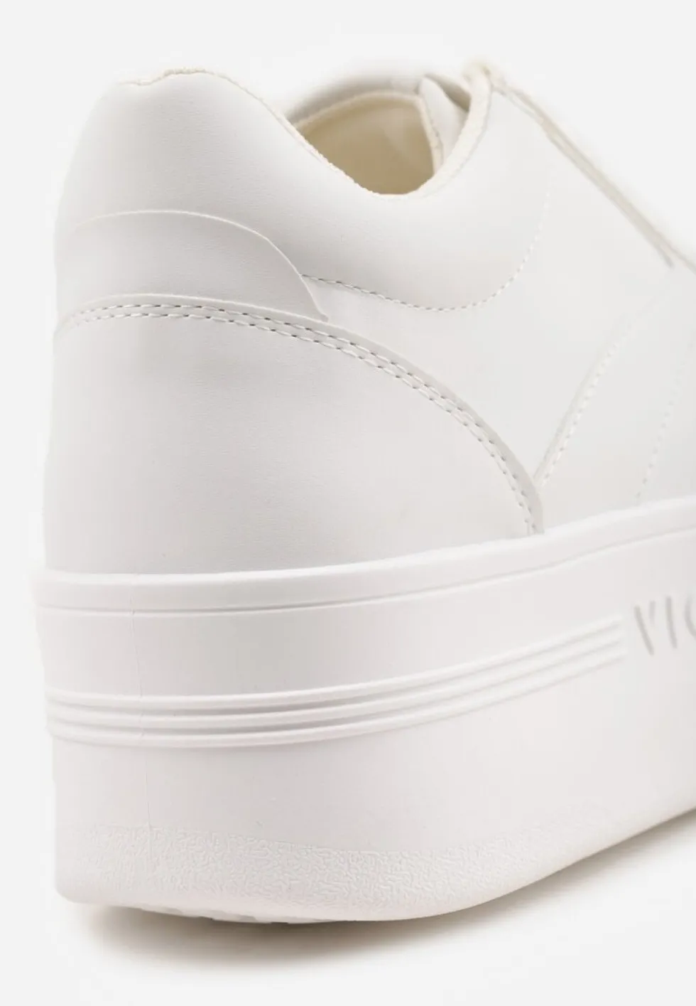 Białe Sznurowane Sneakersy Vices na Platformie z Metalicznymi Paskami Neliawen