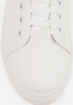 Białe Sznurowane Sneakersy z Cholewką przed Kostkę Narelina
