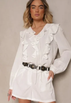 Białe Szorty z Bawełną High Waist w Klasycznym Stylu Sefore