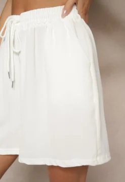 Białe Szorty z Wiskozą High Waist Puvione