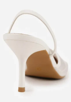 Białe Szpilki VICES Slingback z Noskami w Szpic Ozdobionymi Haftem i Koralikami Laraidina