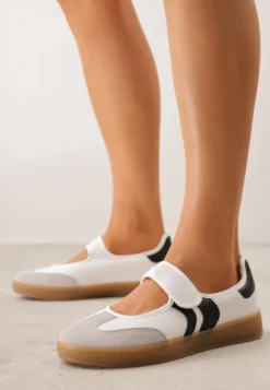 Białe Tenisówki Typu Sneakeriny Zapinane Paskiem na Rzep Gelinea