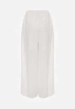 Białe Wiskozowe Spodnie Szerokie High Waist Rissalene