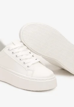Biało-Beżowe Basicowe Sneakersy na Platformie Tiaeliana