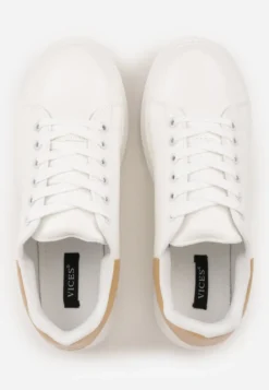Biało-Beżowe Sneakersy na Niskiej Platformie w Klasycznym Stylu Lucid Dream