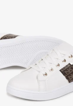 Biało-Brązowe Sneakersy Sznurowane z Wstawkami Danthe