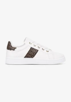 Biało-Brązowe Sneakersy Sznurowane z Wstawkami Danthe
