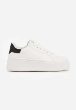 Biało-Czarne Basicowe Sneakersy na Platformie Tiaeliana
