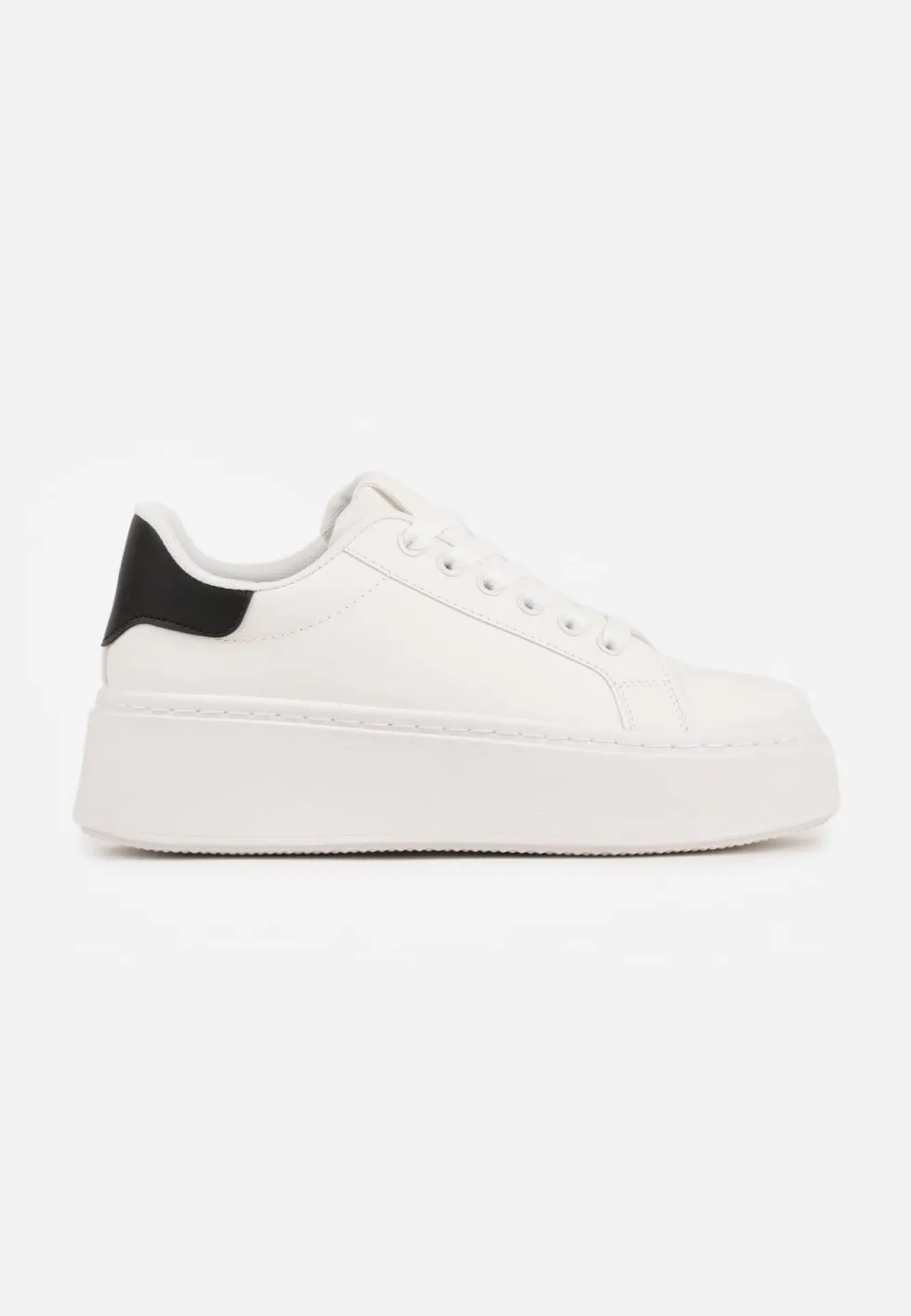 Biało-Czarne Basicowe Sneakersy na Platformie Tiaeliana