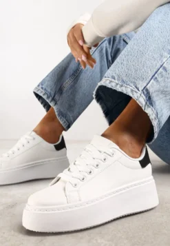 Biało-Czarne Basicowe Sneakersy na Platformie Tiaeliana