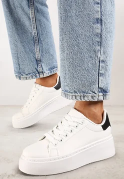Biało-Czarne Basicowe Sneakersy na Platformie Tiaeliana
