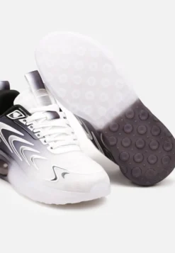 Biało-Czarne Buty Sportowe Sneakersy na Płaskiej Podeszwie ze Sznurowaniem Risannie