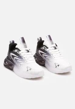 Biało-Czarne Buty Sportowe Sneakersy na Płaskiej Podeszwie ze Sznurowaniem Risannie