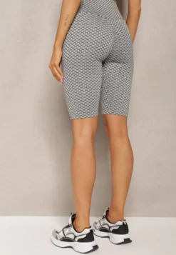Biało-Czarne Kolarki Szorty High Waist Sportowe z Push-Up Calatrix