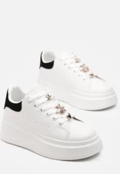 Biało-Czarne Sneakersy na Grubej Podeszwie Celessi