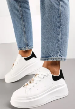 Biało-Czarne Sneakersy na Grubej Podeszwie Celessi