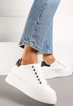 Biało-Czarne Sneakersy na Modnej Platformie Broida
