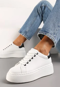 Biało-Czarne Sneakersy na Modnej Platformie Broida